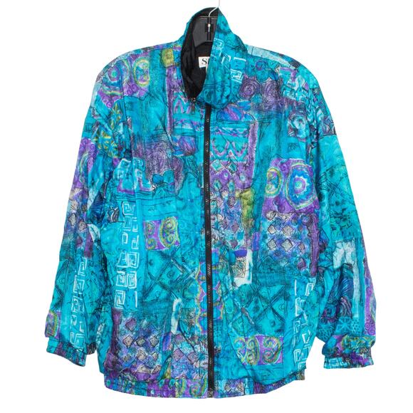 Vintage Slade Windbreaker Jacket Y2K 90s Retro Abstract Streetwear Casual Medium - Picture 1 of 5